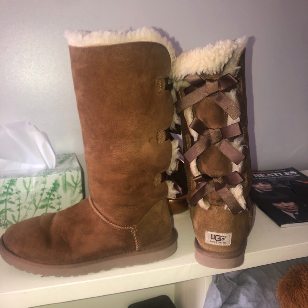 TALL BROWN BOW UGG BOOTS